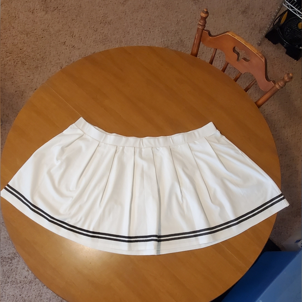 Wild Fable White Skater Skirt with Black Trim